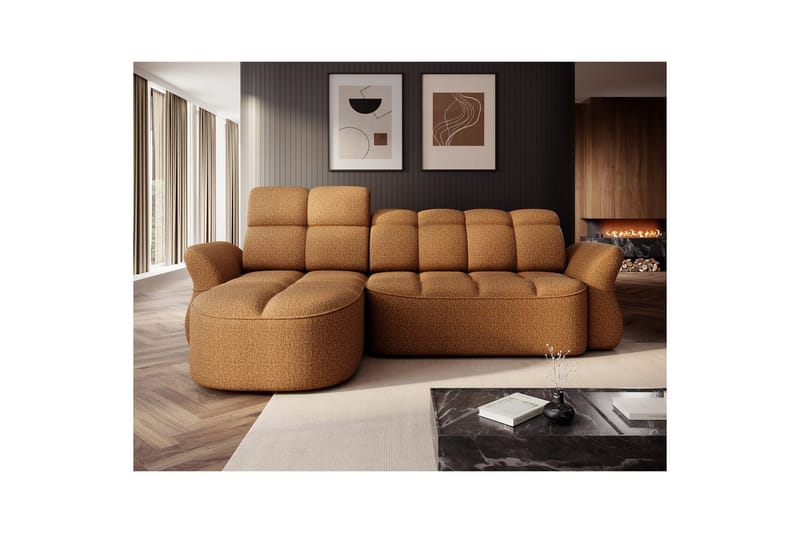 Kulmasohva Eltap Beneth 301x115x185 cm - Breona 45, keltainen, Vasen - Huonekalut - Sohva - Vuodesohva
