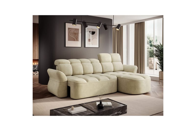 Kulmasohva Eltap Beneth 301x115x185 cm - Monolith 04, Beige, Oikea - Huonekalut - Sohva - Vuodesohva
