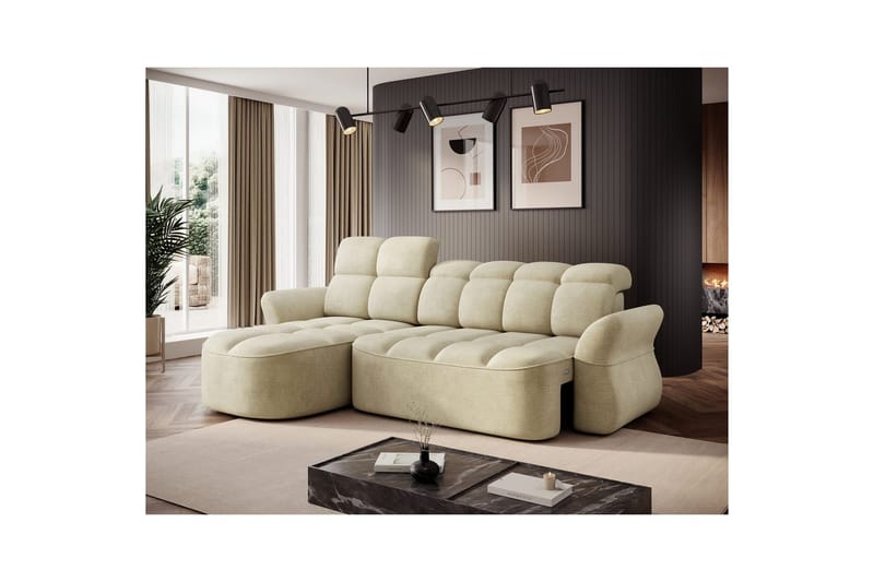 Kulmasohva Eltap Beneth 301x115x185 cm - Monolith 04, Beige, Vasen - Huonekalut - Sohva - Vuodesohva