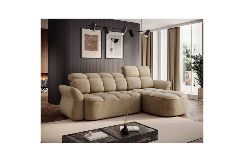 Kulmasohva Eltap Beneth 301x115x185 cm - Nube 20, Beige, Oikea - Huonekalut - Sohva - Vuodesohva