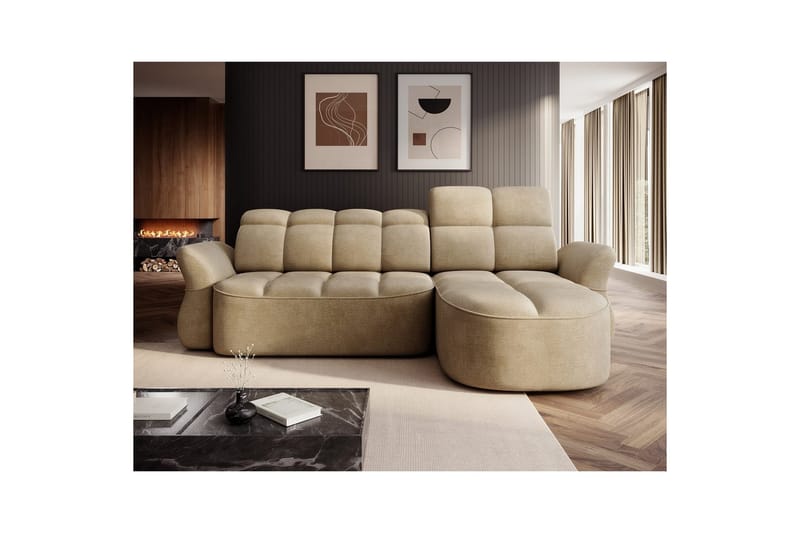 Kulmasohva Eltap Beneth 301x115x185 cm - Nube 20, Beige, Oikea - Huonekalut - Sohva - Vuodesohva