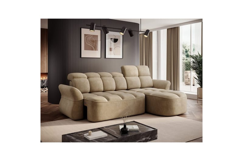 Kulmasohva Eltap Beneth 301x115x185 cm - Nube 20, Beige, Oikea - Huonekalut - Sohva - Vuodesohva