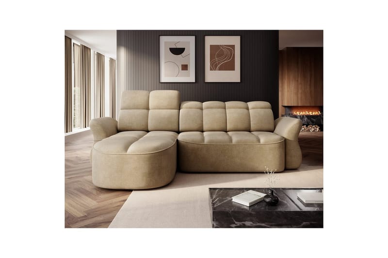 Kulmasohva Eltap Beneth 301x115x185 cm - Nube 20, Beige, Vasen - Huonekalut - Sohva - Vuodesohva