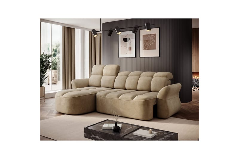 Kulmasohva Eltap Beneth 301x115x185 cm - Nube 20, Beige, Vasen - Huonekalut - Sohva - Vuodesohva