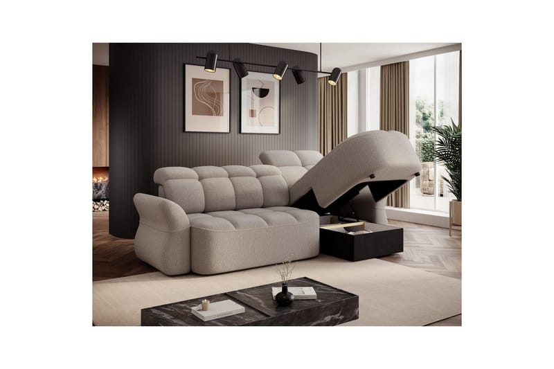 Kulmasohva Eltap Beneth 301x115x185 cm - Royal 18, Beige, Oikea - Huonekalut - Sohva - Vuodesohva