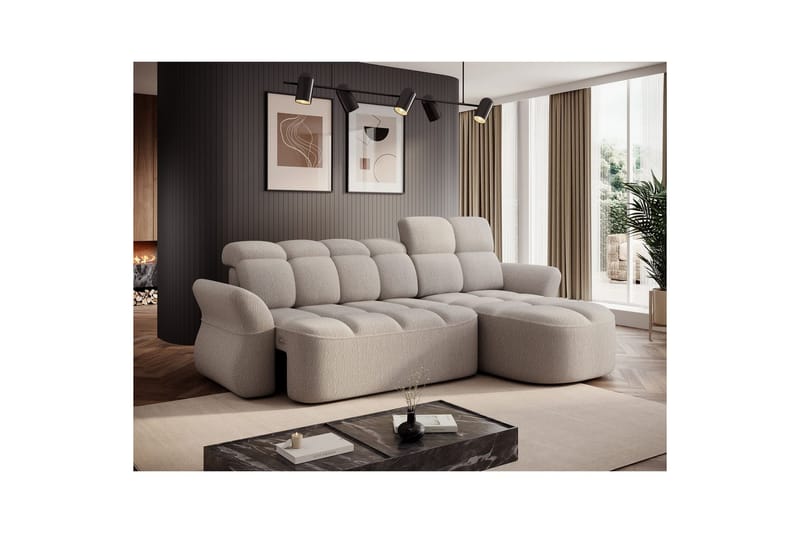 Kulmasohva Eltap Beneth 301x115x185 cm - Royal 18, Beige, Oikea - Huonekalut - Sohva - Vuodesohva