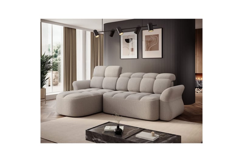 Kulmasohva Eltap Beneth 301x115x185 cm - Royal 18, Beige, Vasen - Huonekalut - Sohva - Vuodesohva