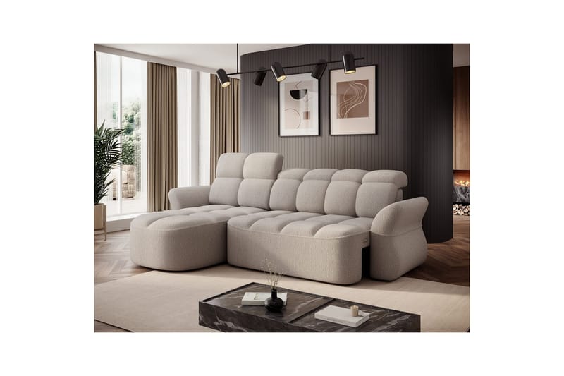 Kulmasohva Eltap Beneth 301x115x185 cm - Royal 18, Beige, Vasen - Huonekalut - Sohva - Vuodesohva