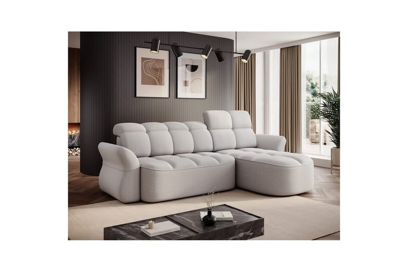 Kulmasohva Eltap Beneth 301x115x185 cm - Space 03, vaaleanharmaa, Oikea - Huonekalut - Sohva - Vuodesohva