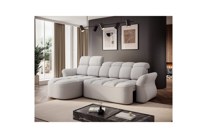 Kulmasohva Eltap Beneth 301x115x185 cm - Space 03, vaaleanharmaa, Vasen - Huonekalut - Sohva - Vuodesohva