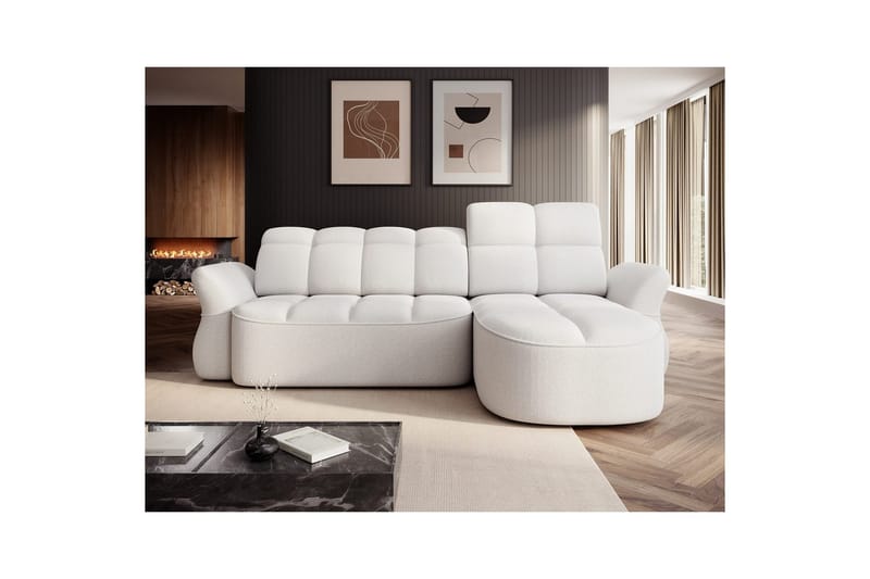 Kulmasohva Eltap Beneth 301x115x185 cm - Paolli 01 valkoinen, Oikea - Huonekalut - Sohva - Vuodesohva