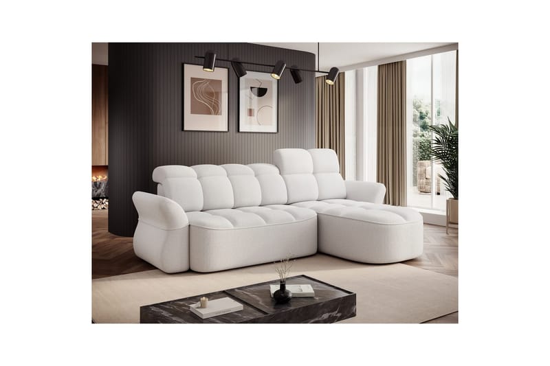 Kulmasohva Eltap Beneth 301x115x185 cm - Paolli 01 valkoinen, Oikea - Huonekalut - Sohva - Vuodesohva