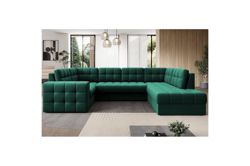 Kulmasohva Eltap Blewett 299x198x82 cm - Lukso 35, Vihreä, Oikea - Huonekalut - Sohva - Vuodesohva