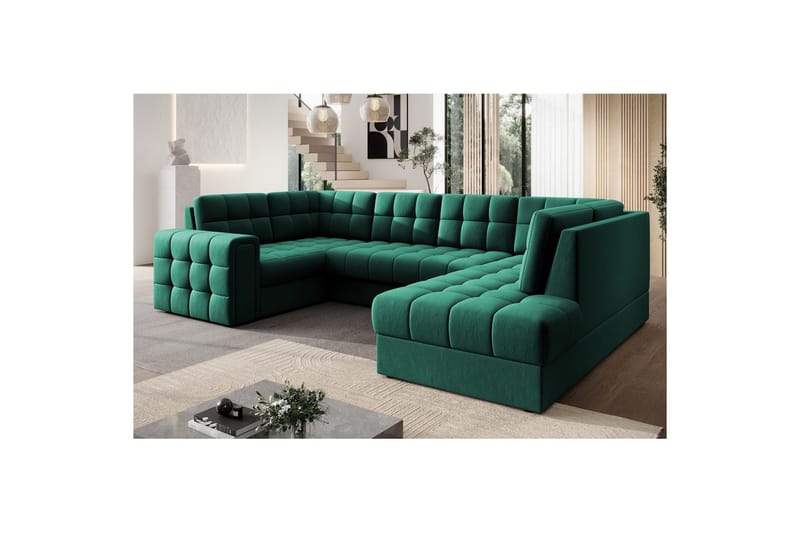 Kulmasohva Eltap Blewett 299x198x82 cm - Lukso 35, Vihreä, Oikea - Huonekalut - Sohva - Vuodesohva