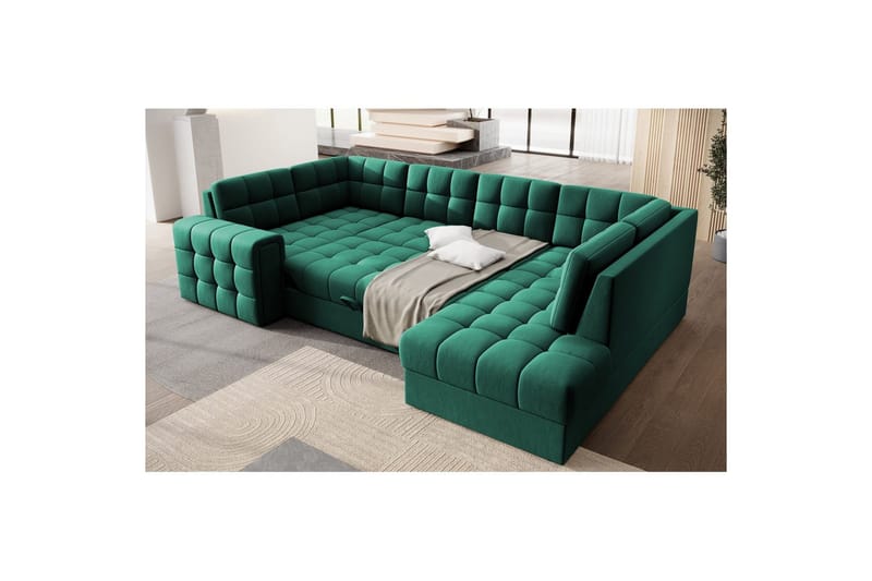 Kulmasohva Eltap Blewett 299x198x82 cm - Lukso 35, Vihreä, Oikea - Huonekalut - Sohva - Vuodesohva