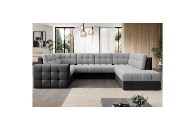 Kulmasohva Eltap Blewett 299x198x82 cm - Monolith 84, Monolith 97, Vaaleanharmaa, Tummanharmaa, Oikea - Huonekalut - Sohva - Vuodesohva