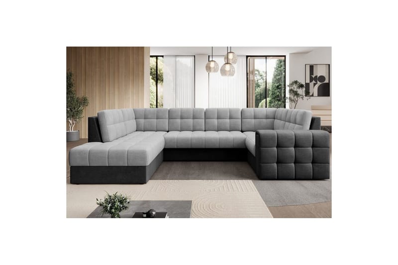 Kulmasohva Eltap Blewett 299x198x82 cm - Monolith 84, Monolith 97, Vaaleanharmaa, Tummanharmaa, Vasen - Huonekalut - Sohva - Vuodesohva