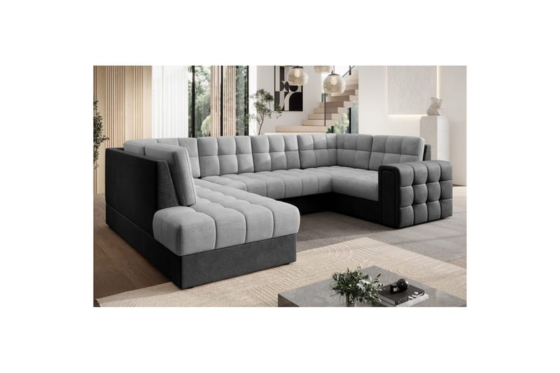 Kulmasohva Eltap Blewett 299x198x82 cm - Monolith 84, Monolith 97, Vaaleanharmaa, Tummanharmaa, Vasen - Huonekalut - Sohva - Vuodesohva