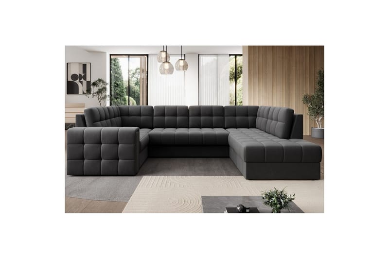 Kulmasohva Eltap Blewett 299x198x82 cm - Sola 6, Tummanharmaa, Oikea - Huonekalut - Sohva - Vuodesohva