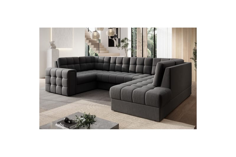 Kulmasohva Eltap Blewett 299x198x82 cm - Sola 6, Tummanharmaa, Oikea - Huonekalut - Sohva - Vuodesohva