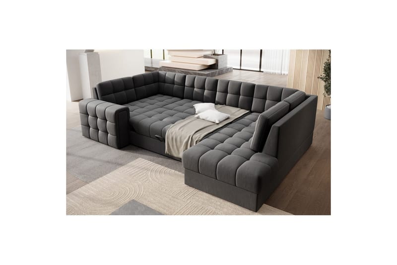 Kulmasohva Eltap Blewett 299x198x82 cm - Sola 6, Tummanharmaa, Oikea - Huonekalut - Sohva - Vuodesohva