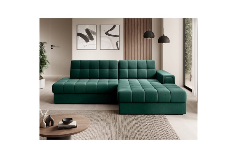 Kulmasohva Eltap Blezalt 240x150x82 cm - Lukso 35, Vihreä, Oikea - Huonekalut - Sohva - Vuodesohva