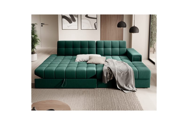 Kulmasohva Eltap Blezalt 240x150x82 cm - Lukso 35, Vihreä, Oikea - Huonekalut - Sohva - Vuodesohva
