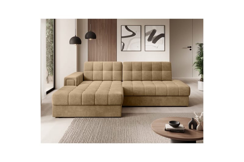 Kulmasohva Eltap Blezalt 240x150x82 cm - Monolith 09, Tumma beige, Vasen - Huonekalut - Sohva - Vuodesohva