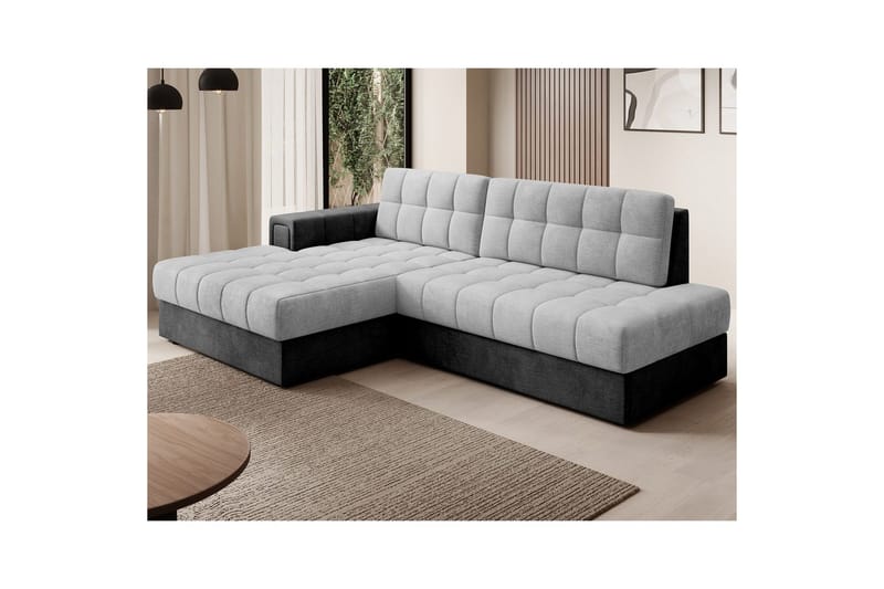 Kulmasohva Eltap Blezalt 240x150x82 cm - Monolith 84, Monolith 97, Vaaleanharmaa, Tummanharmaa, Vasen - Huonekalut - Sohva - Vuodesohva