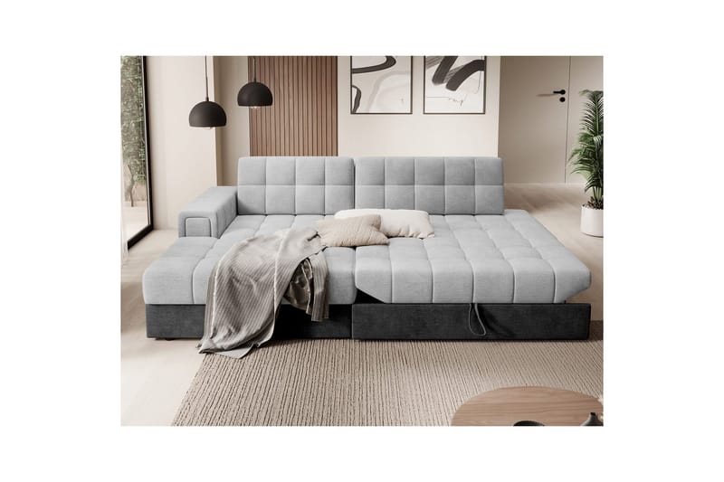 Kulmasohva Eltap Blezalt 240x150x82 cm - Monolith 84, Monolith 97, Vaaleanharmaa, Tummanharmaa, Vasen - Huonekalut - Sohva - Vuodesohva