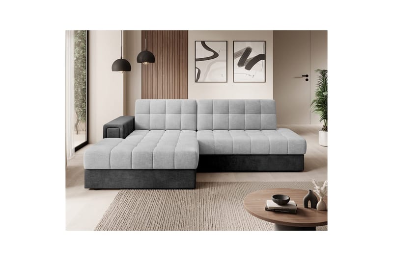 Kulmasohva Eltap Blezalt 240x150x82 cm - Monolith 84, Monolith 97, Vaaleanharmaa, Tummanharmaa, Vasen - Huonekalut - Sohva - Vuodesohva