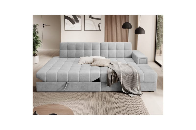 Kulmasohva Eltap Blezalt 240x150x82 cm - Monolith 84, Vaaleanharmaa, Oikea - Huonekalut - Sohva - Vuodesohva