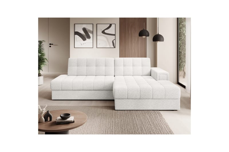 Kulmasohva Eltap Blezalt 240x150x82 cm - Royal 01, Valkoinen, Oikea - Huonekalut - Sohva - Vuodesohva