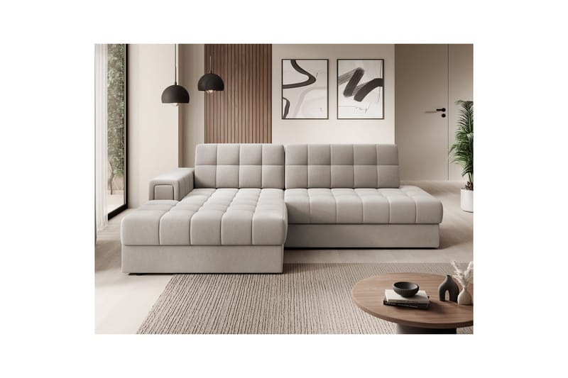 Kulmasohva Eltap Blezalt 240x150x82 cm - Sola 18, Beige, Vasen - Huonekalut - Sohva - Vuodesohva