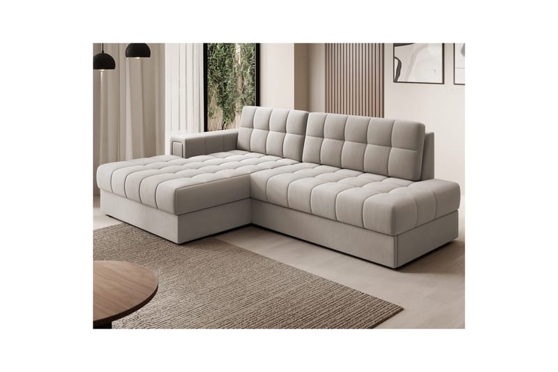 Kulmasohva Eltap Blezalt 240x150x82 cm - Sola 18, Beige, Vasen - Huonekalut - Sohva - Vuodesohva