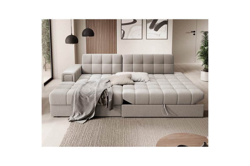 Kulmasohva Eltap Blezalt 240x150x82 cm - Sola 18, Beige, Vasen - Huonekalut - Sohva - Vuodesohva