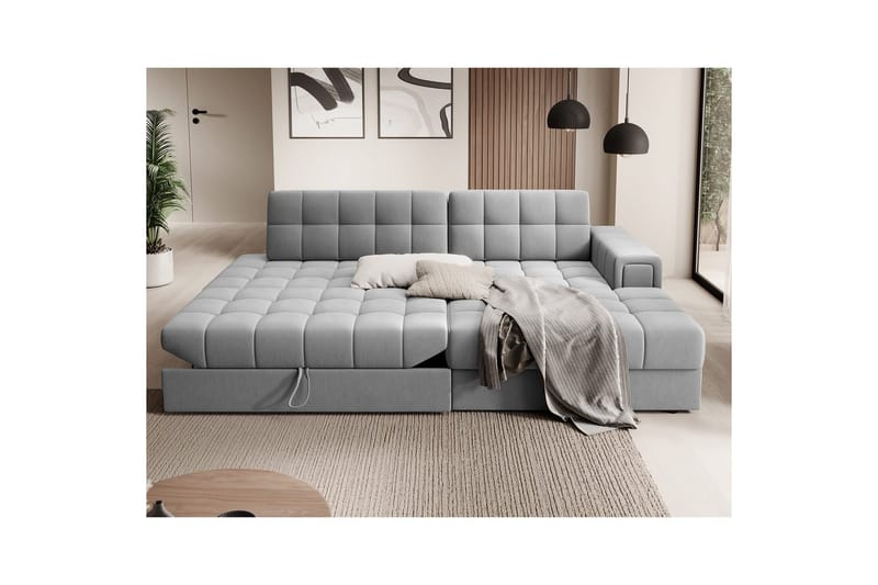 Kulmasohva Eltap Blezalt 240x150x82 cm - Sola 4, Harmaa, Oikea - Huonekalut - Sohva - Vuodesohva