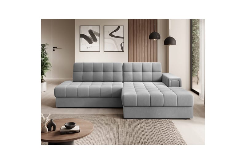 Kulmasohva Eltap Blezalt 240x150x82 cm - Sola 4, Harmaa, Oikea - Huonekalut - Sohva - Vuodesohva