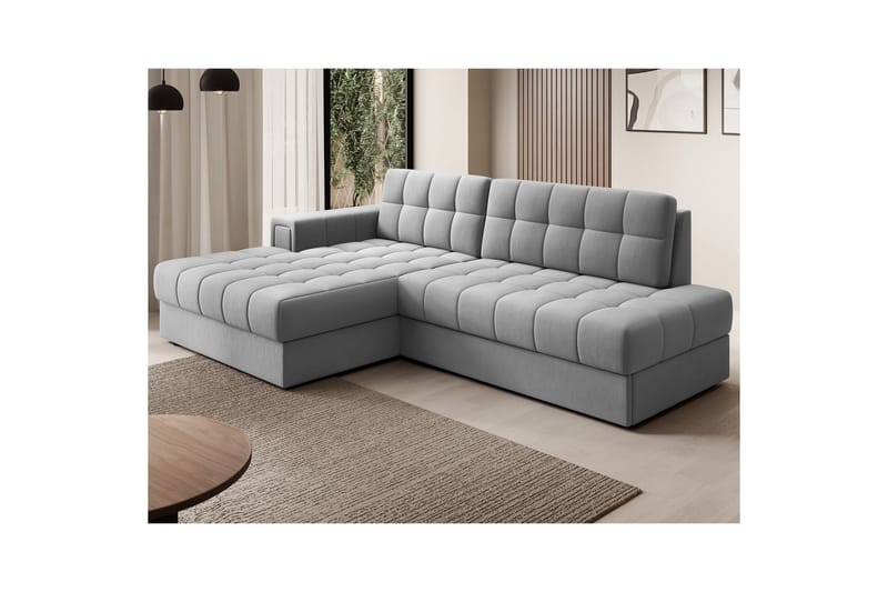 Kulmasohva Eltap Blezalt 240x150x82 cm - Sola 4, Harmaa, Vasen - Huonekalut - Sohva - Vuodesohva