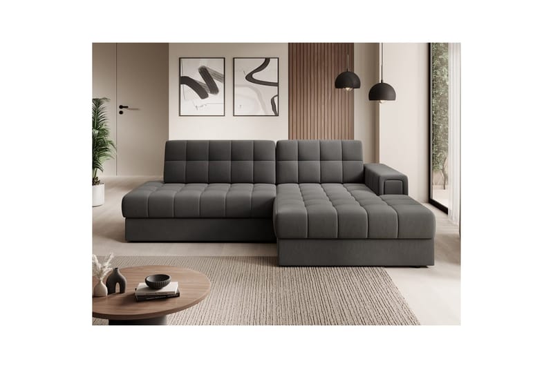 Kulmasohva Eltap Blezalt 240x150x82 cm - Sola 6, Tummanharmaa, Oikea - Huonekalut - Sohva - Vuodesohva