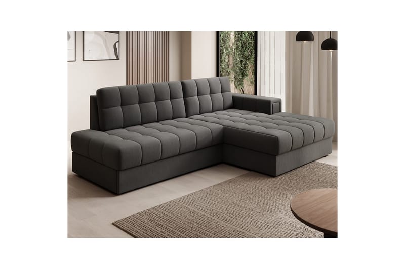 Kulmasohva Eltap Blezalt 240x150x82 cm - Sola 6, Tummanharmaa, Oikea - Huonekalut - Sohva - Vuodesohva