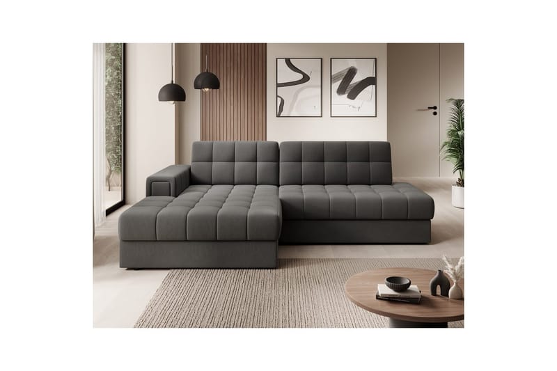Kulmasohva Eltap Blezalt 240x150x82 cm - Sola 6, Tummanharmaa, Vasen - Huonekalut - Sohva - Vuodesohva
