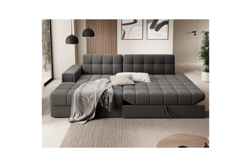 Kulmasohva Eltap Blezalt 240x150x82 cm - Sola 6, Tummanharmaa, Vasen - Huonekalut - Sohva - Vuodesohva