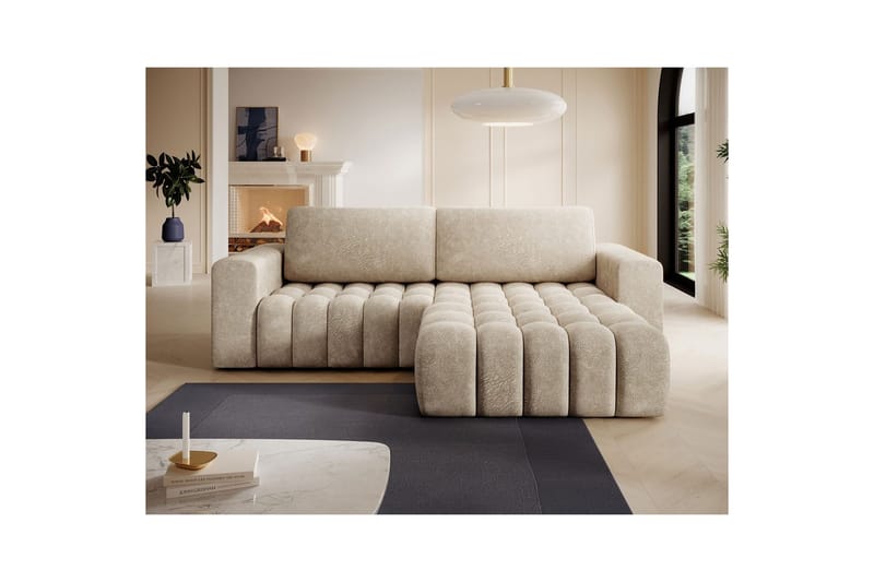 Kulmasohva Eltap Bonett 250x175x92 cm - Dora 21 Beige, Oikea - Huonekalut - Sohva - Vuodesohva
