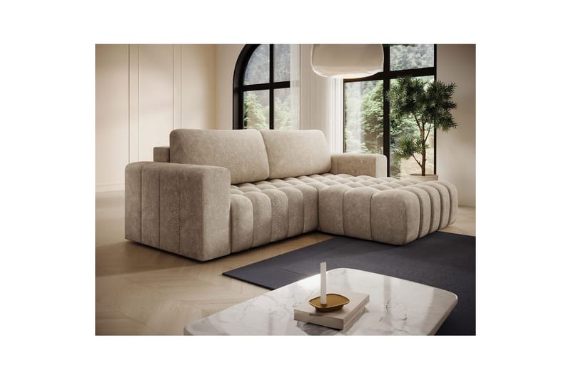 Kulmasohva Eltap Bonett 250x175x92 cm - Dora 21 Beige, Oikea - Huonekalut - Sohva - Vuodesohva