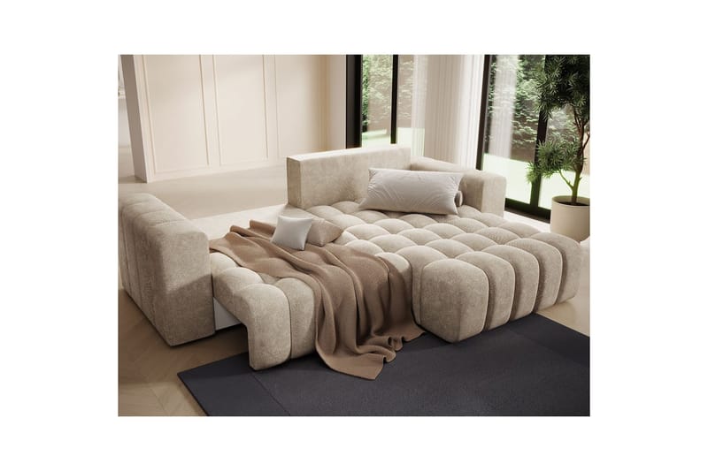 Kulmasohva Eltap Bonett 250x175x92 cm - Dora 21 Beige, Oikea - Huonekalut - Sohva - Vuodesohva