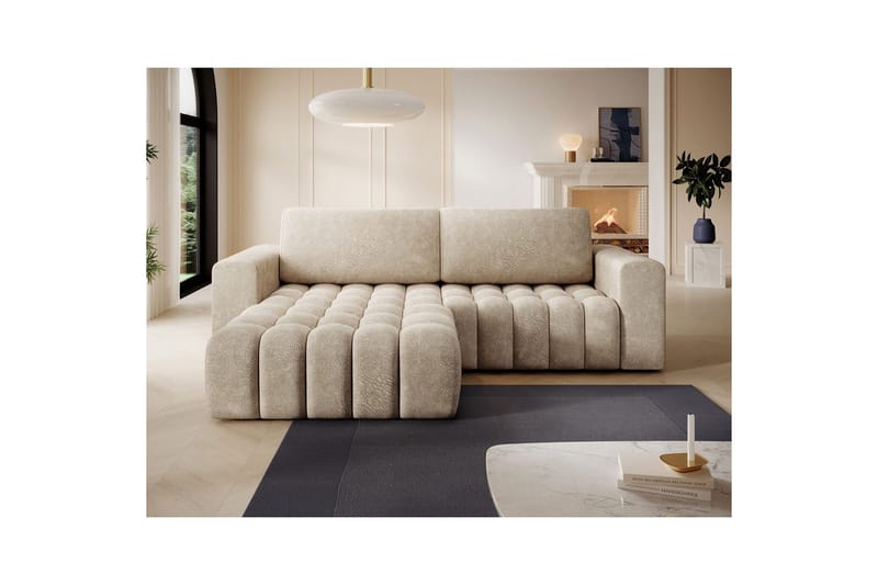 Kulmasohva Eltap Bonett 250x175x92 cm - Dora 21 Beige, Vasen - Huonekalut - Sohva - Vuodesohva