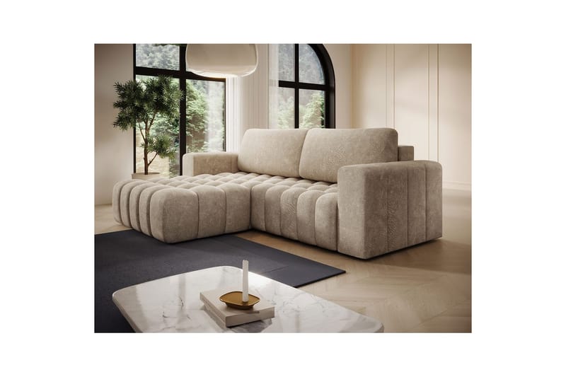 Kulmasohva Eltap Bonett 250x175x92 cm - Dora 21 Beige, Vasen - Huonekalut - Sohva - Vuodesohva