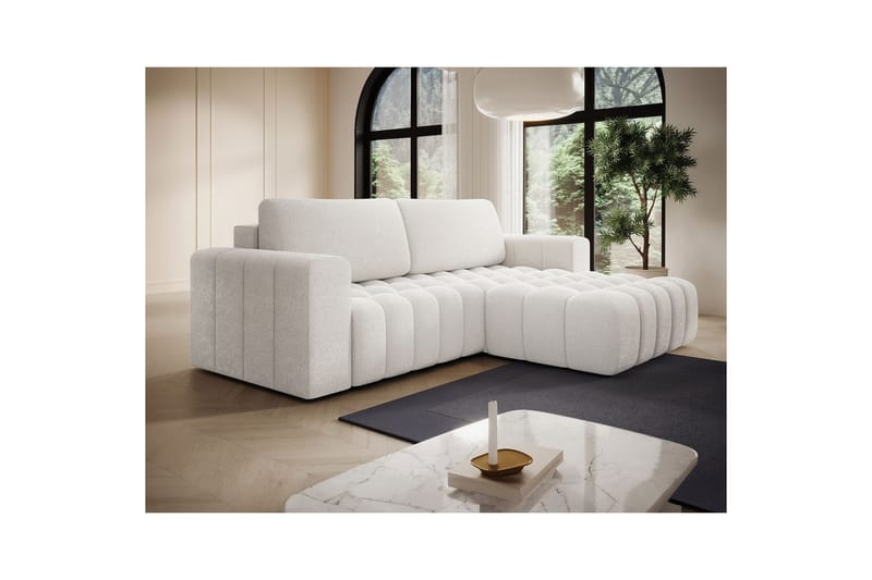 Kulmasohva Eltap Bonett 250x175x92 cm - Jaffray 01, Valkoinen, Oikea - Huonekalut - Sohva - Vuodesohva