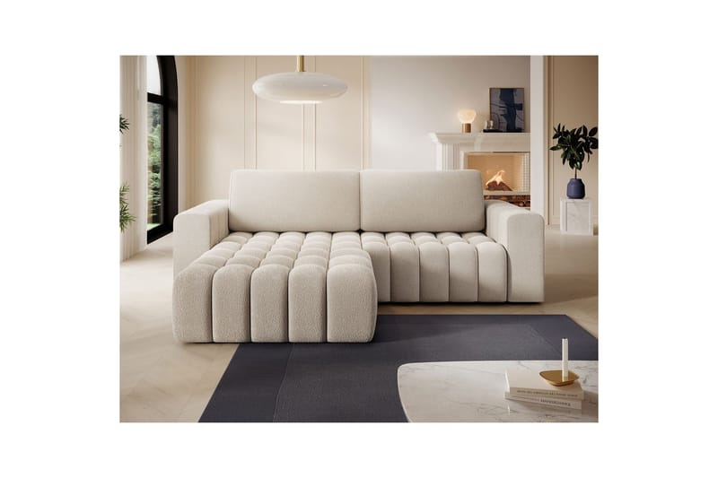 Kulmasohva Eltap Bonett 250x175x92 cm - Jaffray 18, Beige, Vasen - Huonekalut - Sohva - Vuodesohva